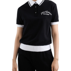 돌체앤가바나 로고 자수 코튼 반팔 폴로 셔츠