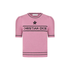 디올 핑크 울 캐시미어 반소매 스웨터