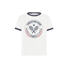 디올 화이트 코튼 린넨 저지 Vibe 티셔츠