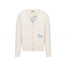 디올 AND HYLTON NEL 화이트 코튼 블렌드 저지 가디건