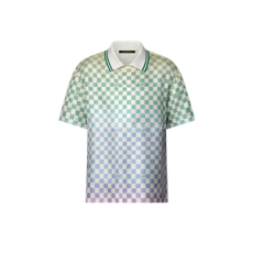 루이비통 다미에 그라데이션 프린트 실크 폴로 셔츠