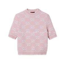 구찌 GG 울 부클레 자카드 탑 핑크