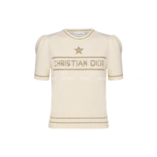 디올 골드 울 캐시미어 반소매 스웨터