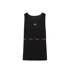 프라다 삼각 로고 코튼 탱크 탑 블랙
