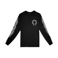 크롬하츠 홀스슈 로고 와플 써멀 플로럴 롱슬리브 티셔츠 블랙