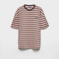 프라다 스트라이프 리슬 코튼 티셔츠