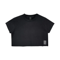 크롬하츠 스크립트 로고 크롭 티셔츠 블랙