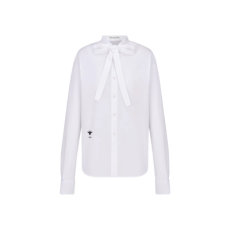 (W) 디올 코튼 포플린 애스콧 블라우스 화이트