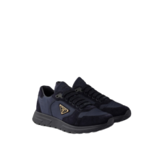 프라다 프랙스 2.0 리나일론 및 스웨이드 스니커즈 블루