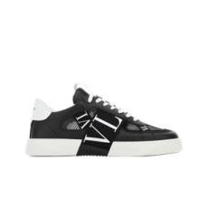 발렌티노 송아지 가죽 메쉬 & 패브릭 밴드 VL7N 로우탑 스니커즈 블랙 화이트