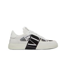 발렌티노 송아지 가죽 메쉬 & 패브릭 밴드 VL7N 로우탑 스니커즈 화이트 블랙