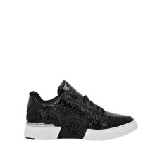 필립플레인 크로코 프린티드 레더 로우탑 스니커즈 헥사곤 블랙