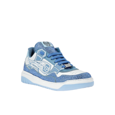 필립플레인 레더 로우탑 스니커즈 문워커 화이트 / 라이트 블루