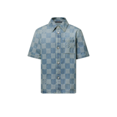 루이비통 다미에 3D 라이트 데님 쇼트 슬리브드 셔츠