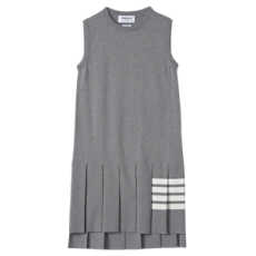 톰브라운 코튼 4 바 플리츠 바텀 슬리브리스 미니 원피스 그레이