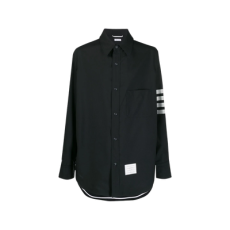 톰브라운 울 스냅 프론트 사선 셔츠 네이비