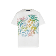 루이비통 프론트 프린티드 파스텔 모노그램 티셔츠 화이트
