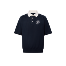 루이비통 엠브로이더드 쇼트 슬리브드 코튼 블렌드 폴로 셔츠