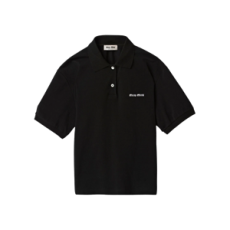 미우미우 코튼 피케 폴로 셔츠 블랙