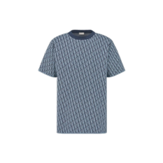 디올 오블리크 티셔츠 블루 코튼 자카드