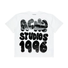 아크네 스튜디오 티셔츠 로고 릴렉스드 유니섹스 핏 옵틱 화이트