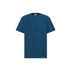디올 오블리크 티셔츠 딥 블루 코튼 저지