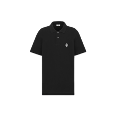 디올 CD 다이아몬드 폴로 셔츠 블랙 코튼 피케 크레이프