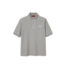 구찌 코튼 피케 폴로 셔츠 그레이