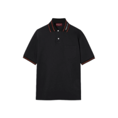 구찌 코튼 피케 폴로 셔츠 웹 화이트 스트레치 코튼 피케 블랙