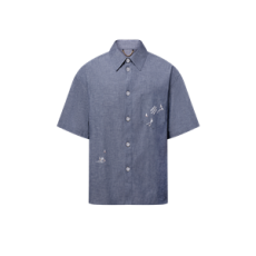 루이비통 엠브로이더드 샴브레이 쇼트 슬리브드 셔츠