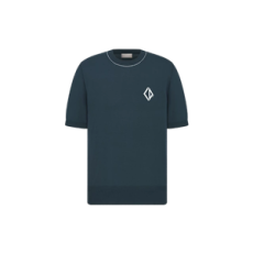 디올 다이아몬드 티셔츠 블루 코튼 실크 저지