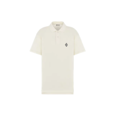 디올 다이아몬드 폴로 셔츠 오프 화이트 코튼 피케 크레이프