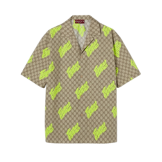 구찌 프린트 코튼 팝린 볼링 셔츠