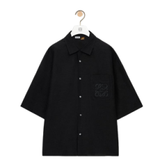 로에베 비스코스 린넨 반팔 셔츠 블랙