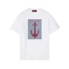 구찌 프린트 코튼 저지 티셔츠