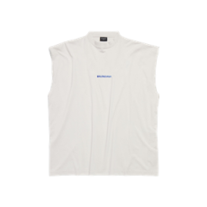 발렌시아가 백 슬리브리스 티셔츠 더티 화이트/블루