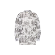 디올 롱 블라우스 화이트 코튼 모슬린 & 블랙 Toile de Jouy Scotland 모티브