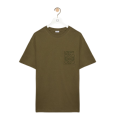 로에베 릴렉스드 코튼 티셔츠 카키 그린
