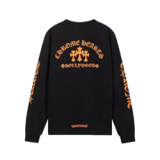 크롬하츠 오렌지 크로스 슬로건 롱 슬리브 티셔츠