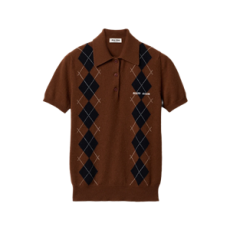 미우 미우 캐시미어 니트 폴로 셔츠 토바코