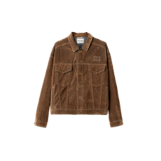 미우미우 워싱 플록 샴브레이 블루종 재킷