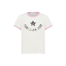 디올 리비에라 티셔츠 코튼 저지 에크루 핑크