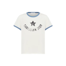 디올 리비에라 티셔츠 코튼 저지 에크루 블루