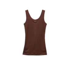 프라다 리브 니트 탑 코코아 브라운