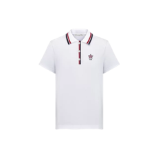 디올 바이브 폴로 셔츠 화이트 코튼 블렌드 저지 & 쓰리톤 시그니처