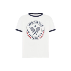 디올 바이브 티셔츠 화이트 코튼 린넨 저지 & 쓰리톤 시그니처