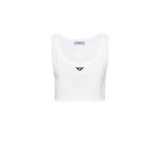 프라다 크롭탑 저지 화이트