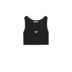 프라다 크롭탑 저지 블랙