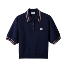 미우미우 울 앤 캐시미어 폴로 스웨터 네이비