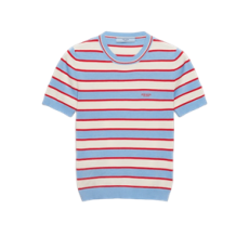 프라다 스트라이프 크루넥 코튼 스웨터